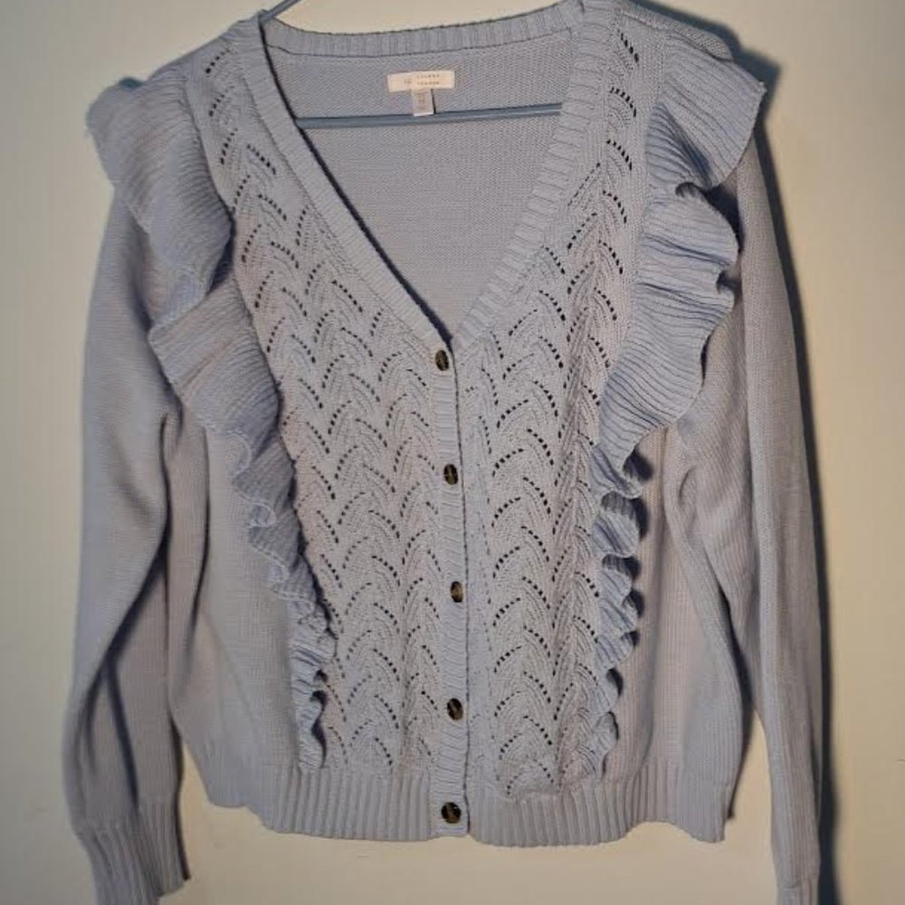 4 Lauren Conrad Ruffled Pointelle  Cardigan Size 1X